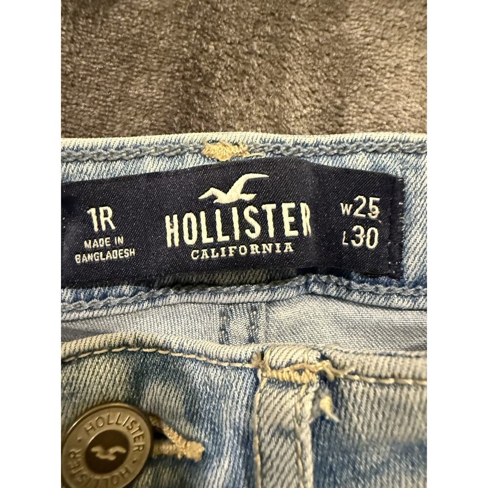 Hollister Jeans Womens 1R W25 L30 Light Wash High Rise Super Skinny Distressed - Picture 9 of 14